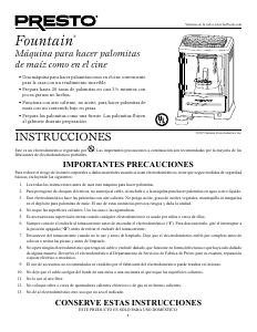 Manual de uso Presto 05314 Fountain Maquina de palomitas