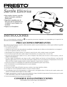 Manual de uso Presto 06625 Sartén