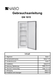 Bedienungsanleitung NABO GN 1615 Gefrierschrank