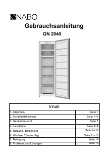 Bedienungsanleitung NABO GN 2040 Gefrierschrank