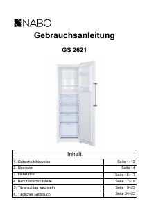 Bedienungsanleitung NABO GS 2621 Gefrierschrank