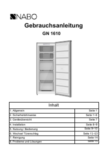 Bedienungsanleitung NABO GN 1610 Gefrierschrank