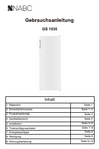 Bedienungsanleitung NABO GS 1535 Gefrierschrank