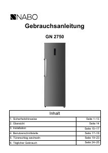 Bedienungsanleitung NABO GN 2750 Gefrierschrank