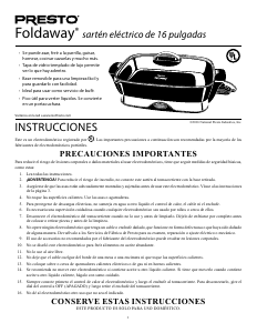 Manual de uso Presto 06857 Foldaway Sartén