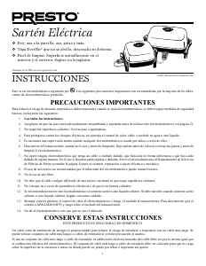 Manual de uso Presto 07111 Sartén