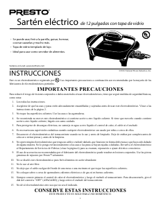 Manual de uso Presto 07117 Sartén