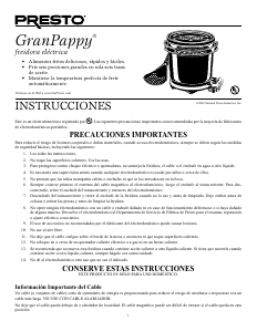 Manual de uso Presto 05411 GranPappy Freidora