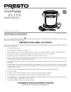 Manual de uso Presto 05414 GranPappy Elite Freidora