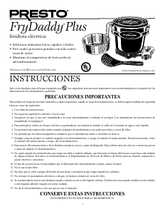 Manual de uso Presto 05425 FryDaddy Plus Freidora