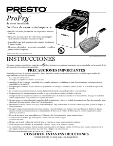 Manual de uso Presto 05461 ProFry Freidora