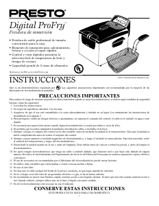Manual de uso Presto 05462 Digital ProFry Freidora