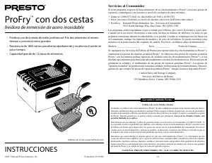 Manual de uso Presto 05466 ProFry Freidora