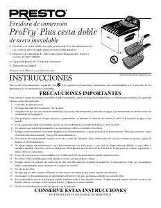 Manual de uso Presto 05467 ProFry Plus Freidora