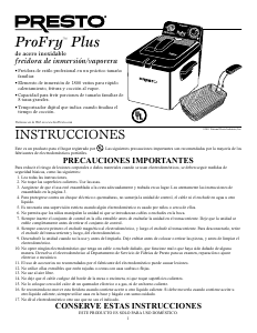 Manual de uso Presto 05468 ProFry Plus Freidora