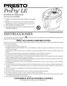 Manual de uso Presto 05481 ProFry LE Freidora