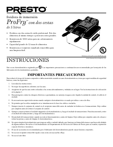 Manual de uso Presto 05485 ProFry Freidora