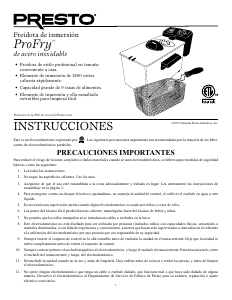 Manual de uso Presto 05488 ProFry Freidora