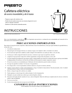 Manual de uso Presto 02822 Máquina de café