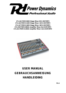 Handleiding Power Dynamics 171.142 PDM-S803 Mengpaneel