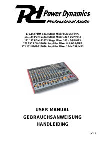 Manual Power Dynamics 171.144 PDM-S1203 Mixing Console