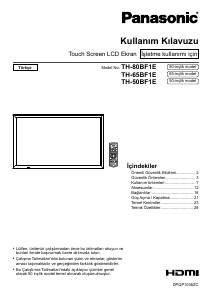 Kullanım kılavuzu Panasonic TH-50BF1E Dokunmatik ekran