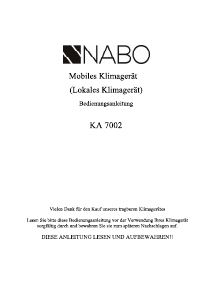 Bedienungsanleitung NABO KA 7002 Klimagerät