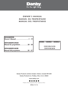 Mode d’emploi Danby DDR050BL2BDB Déshumidificateur