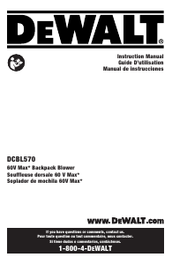 Manual de uso DeWalt DCBL570B Soplador de hojas