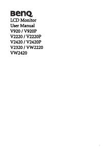 Manual BenQ V920 LCD Monitor