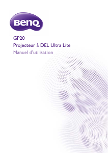 Mode d’emploi BenQ GP20 Projecteur