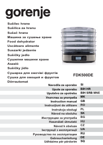 Kasutusjuhend Gorenje FDK500DE Toidukuivati