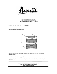 Manual Avanti EC15W-2 Refrigerator
