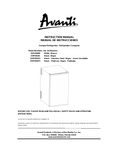 Handleiding Avanti SHP2500W Koelkast