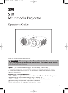 Manual 3M S10 Projector