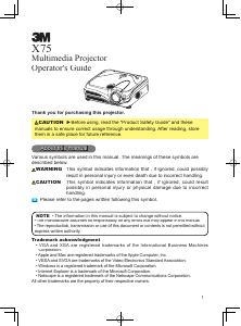 Manual 3M X75 Projector