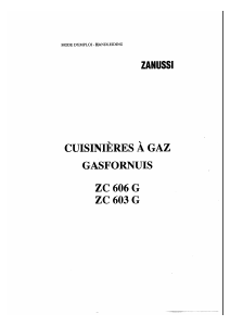 Handleiding Zanussi ZC606G Fornuis