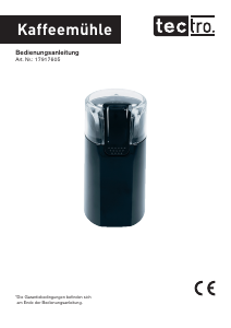 Bedienungsanleitung Tectro 17917605 Kaffeemühle