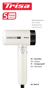 Bruksanvisning Trisa Plasma Ionic Pro Hårtork