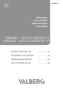 Manual de uso Valberg 16S43 A DXAD929C V3 Lavavajillas