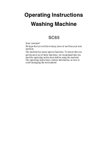 Manual Primus SC65 Washing Machine