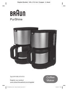 Rokasgrāmata Braun KF 1505 WH PurShine Kafijas automāts