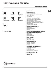 Instrukcja Indesit XWA 71251 W EU Pralka