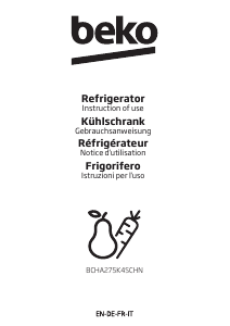 Bedienungsanleitung BEKO BCHA275K4SCHN Kühl-gefrierkombination