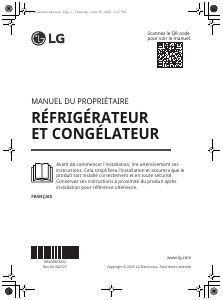 Mode d’emploi LG GBBSJ10DSW Réfrigérateur combiné