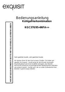 Bedienungsanleitung Exquisit KGC 370/95-4 NFA++ Kühl-gefrierkombination