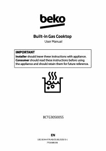 Handleiding BEKO BCTG30500SS Kookplaat