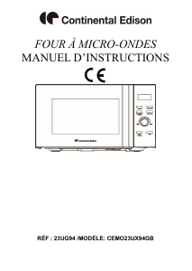 Mode d’emploi Continental Edison CEMO23UX94GB Micro-onde