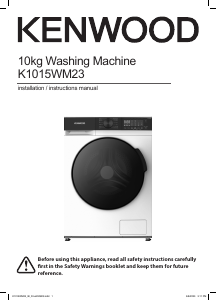 Manual Kenwood K1015WM23 Washing Machine