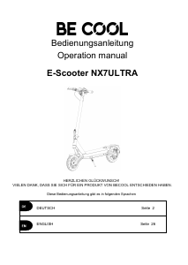 Bruksanvisning Be Cool NX7ULTRA Elsparkcykel